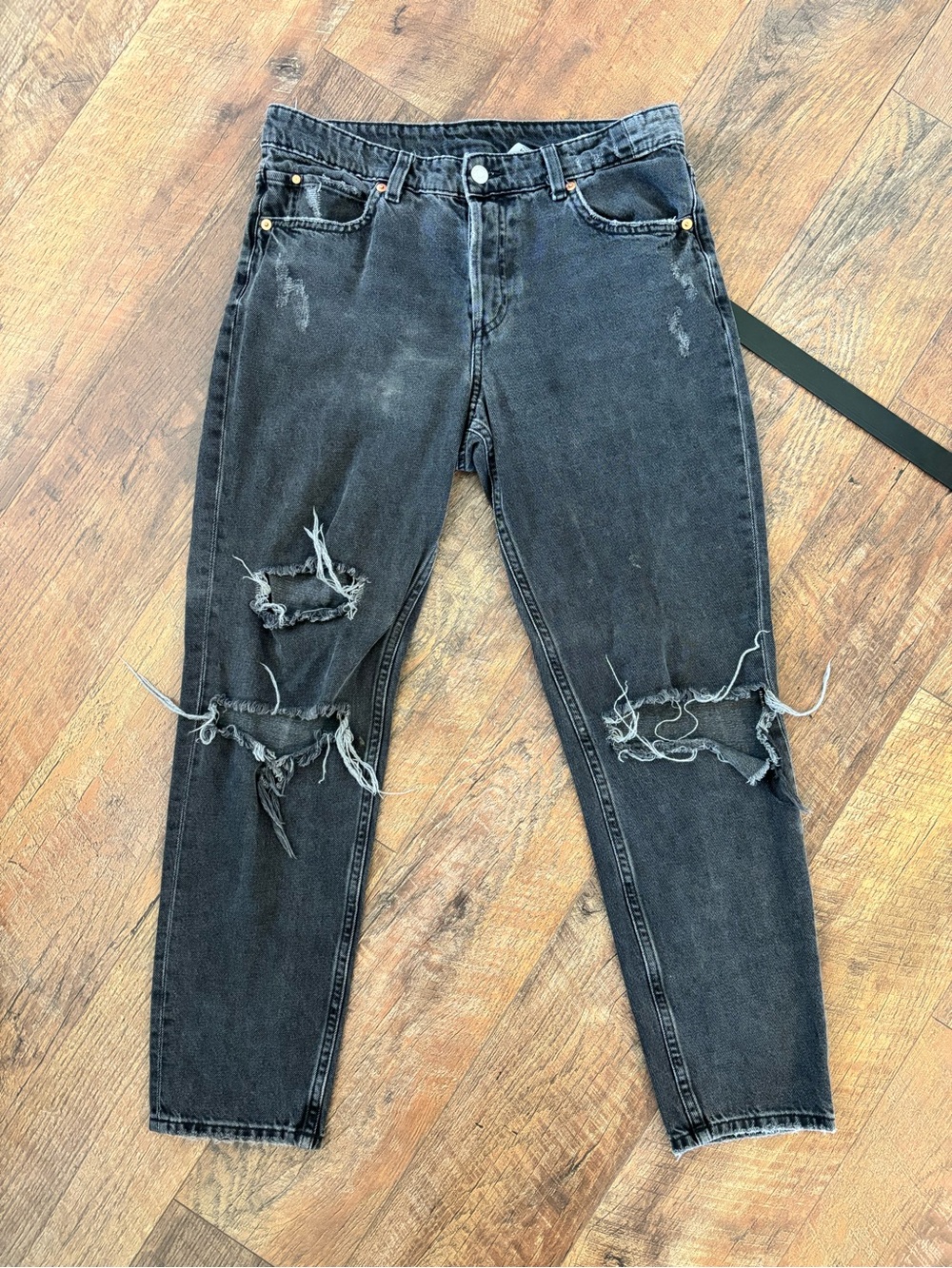 H&M Black Distressed Boyfriend Jeans